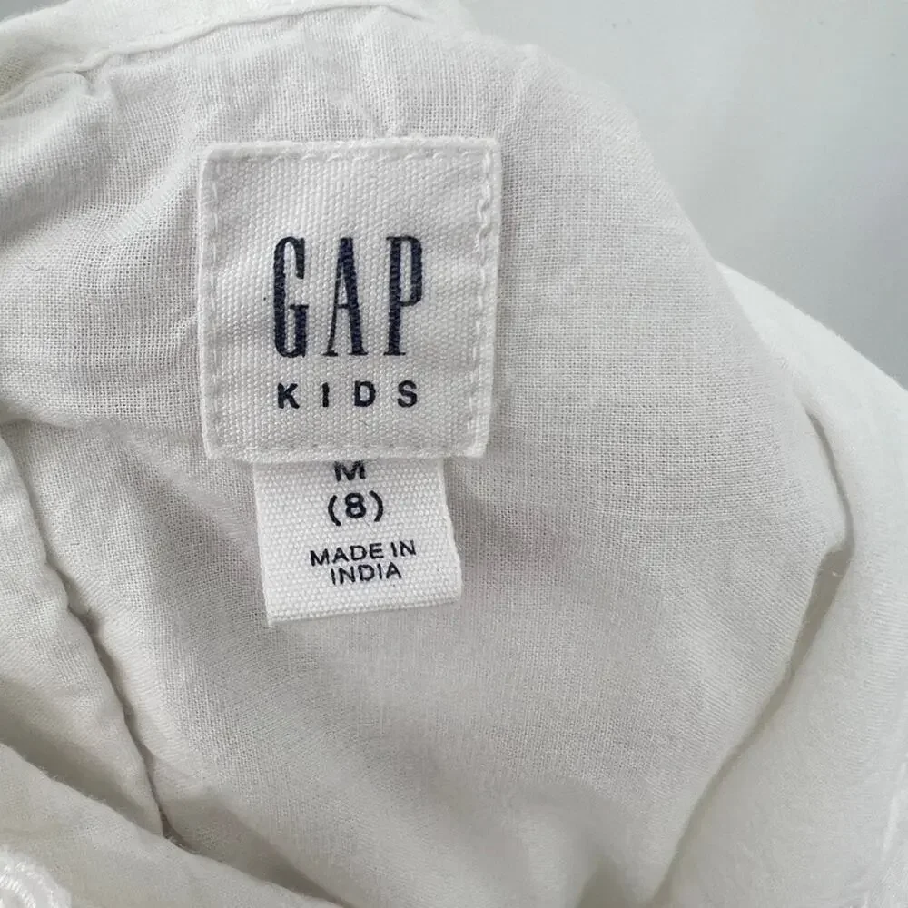 Gap‎ Girl's White Eyelet Scalop Trim White Dress Sz. M 8 Easter Wedding Formal